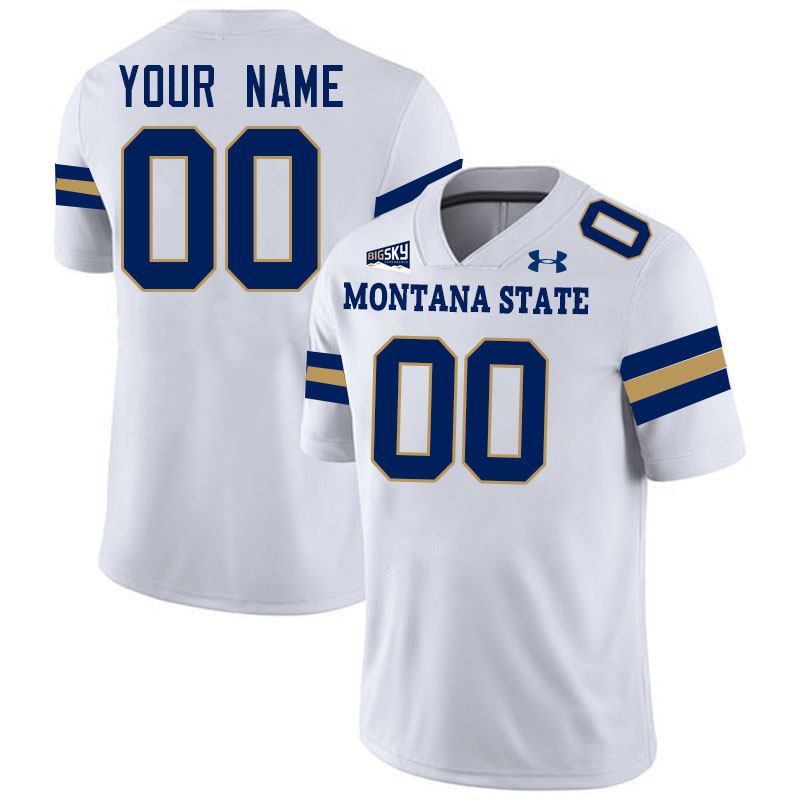 Custom Montana State Bobcat Name And Number College Football Jerseys,Uniforms Stitched-White